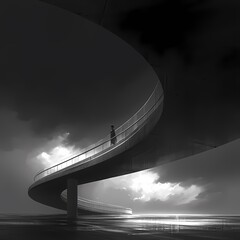 Modern Pedestrian Bridge Illustration - Architectural Marvel for Stock Images