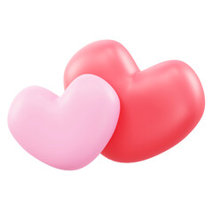 3D rendered pair of intertwined hearts on transparent background