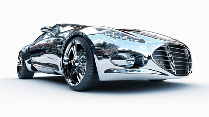 Luxury expensive metallic car parked on white background. Sport and modern luxury design car....