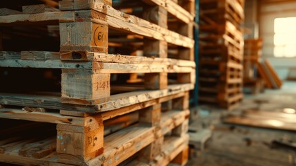 Sustainable Shipping Pallets in Factory Warehouse Generative AI