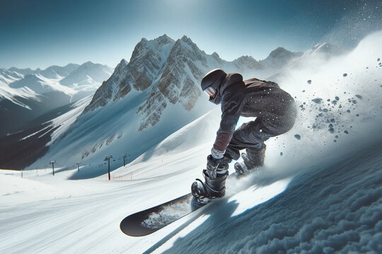snowboarder going down a snowy slope