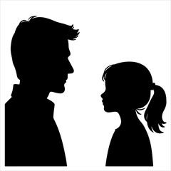 silhouette of a person with a girl