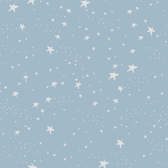 White doodle stars. Seamless fabric design pattern