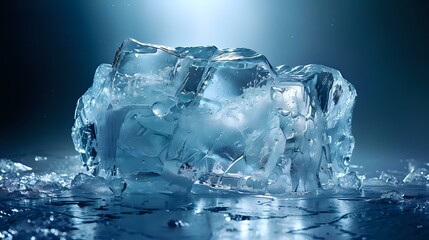 Icy Preservation: Object Frozen in Blue Monochrome - obrazy, fototapety, plakaty