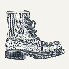 Heavy Boot side view. Vintage engraving style vector illustration.