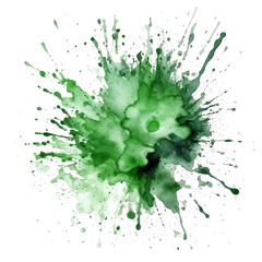 green simple paint brush strokes in watercolor isolated against transparent