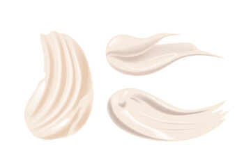 Cream Strokes Feature Realistic 3d Vector Texture Of Creamy White Cosmetic Products Like Lotion And Cleanser