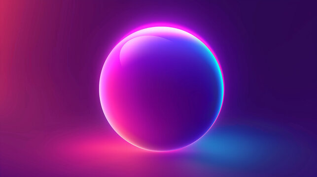 Abstract background with neon glowing sphere.