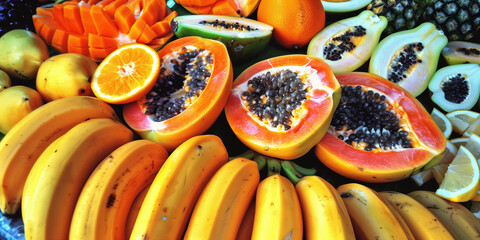 Exotic fruit for sale in a market stall