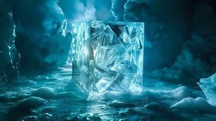 Mysterious Beauty: Object Encased in Translucent Ice - obrazy, fototapety, plakaty