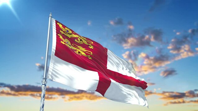 Sark flag Waving Realistic With Sky