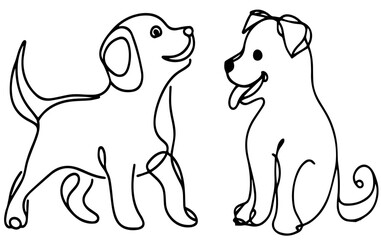 illustration of a dog, Simple outline drawing of dog
