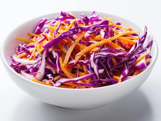 A bowl of mixed vegetables including purple cabbage and orange carrots - Powered by Adobe
