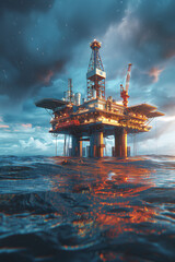 Ocean oil rigs, natural gas offshore industry.
