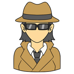 faceless woman detective illustration hand drawn isolated vector	
