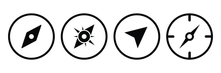 Set of navigation compass icon. Navigation symbol in outline. Compass symbol Vector Illustration.