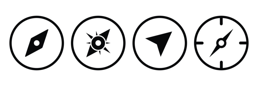 Set of navigation compass icon. Navigation symbol in outline. Compass symbol Vector Illustration.