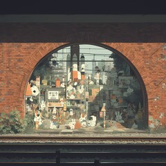Vibrant and Eye-Catching Murals at a Railway Station's Brick Archway