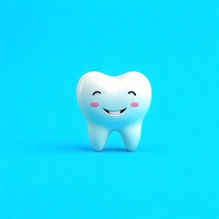 white tooth mascot character on  blue background