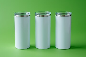 20 oz straight skinny tumbler mockup on green backdrop.