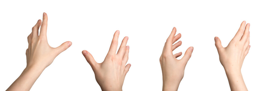 hand gestures, VR using. Palm stretched, fingers positioned for virtual touch. Abstract concept of