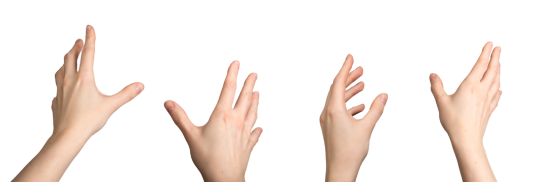 hand gestures, VR using. Palm stretched, fingers positioned for virtual touch. Abstract concept of