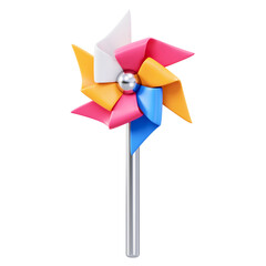 Colorful 3D pinwheel icon on a transparent background