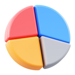 Colorful 3D pie chart with transparent background