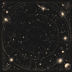 A Sprawling Star Constellation Map: An Illustrated Guide to the Heavens - obrazy, fototapety, plakaty