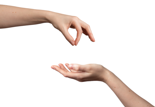 Woman pinching salt, isolated hand gesture. Female thumb, forefinger sprinkle spice. White, transparent png