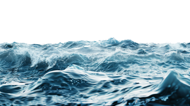 Sea water surface, isolated on white, cut out
