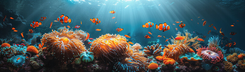 Fototapeta na wymiar Underwater Coral Paradise with Fish