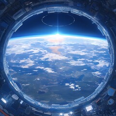 A breathtaking panorama from a futuristic space station, showcasing Earth in all its grandeur. Immerse yourself in the awe-inspiring view and prepare for an unforgettable journey into the cosmos.
