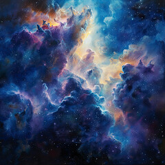 Nebulous Dreams Oil Painting Illustration of Cosmic Beauty