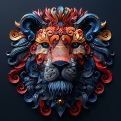 beautiful tiger head. 3 d illustration