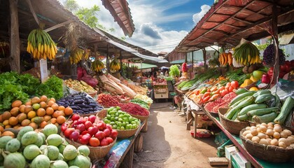 A market with many different types of fruits and vegetables