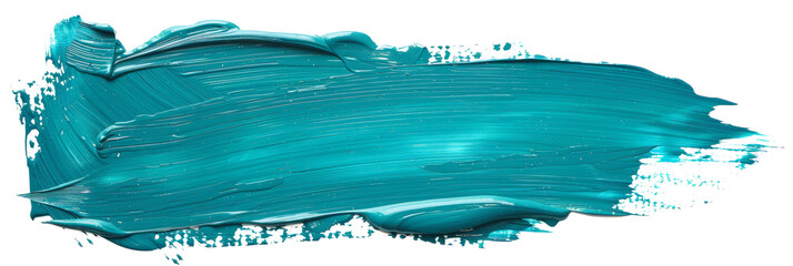 Teal stroke of paint, isolated on white, cut out