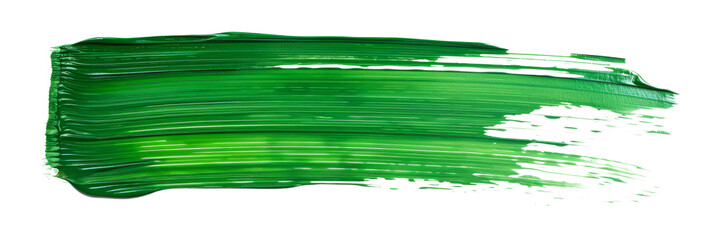 Green stroke of paint, isolated on white, cut out