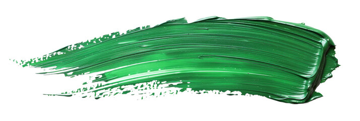 Green stroke of paint, isolated on white, cut out