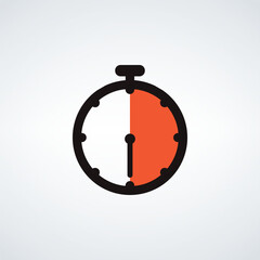 Stopwatch or timer icon, 30 seconds. Chronometer, deadline time interval sign. Time measurement Stock vector illustration isolated on white background.