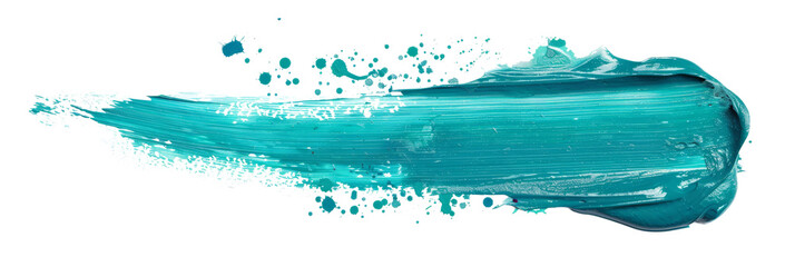 Turquoise stroke of paint, isolated on white, cut out