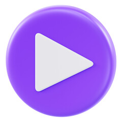 3D play button on purple sphere with transparent background