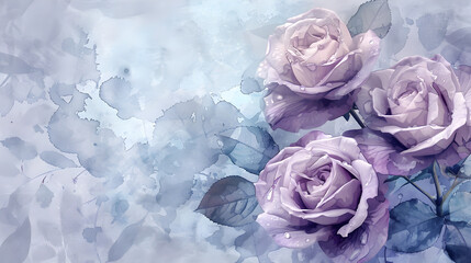 Blue and Pink Roses - obrazy, fototapety, plakaty
