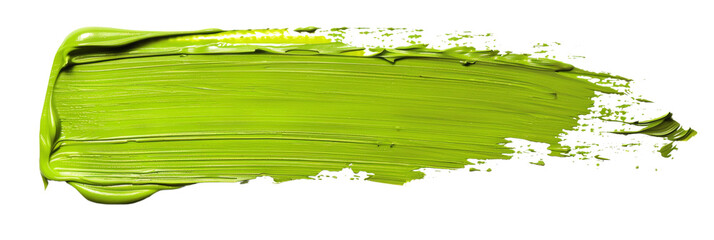 Lime stroke of paint, isolated on white, cut out