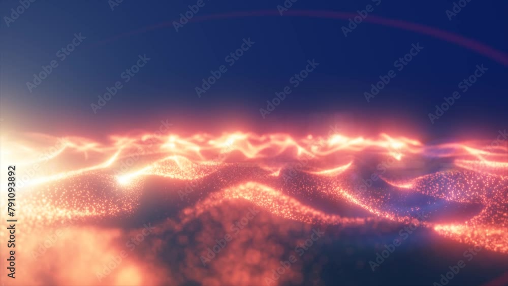 Poster yellow energy glowing magic waves high tech digital iridescent with light rays lines and bokeh energ