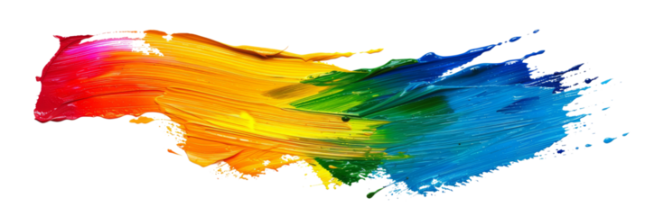 Rainbow stroke of paint, isolated on white, cut out