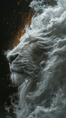 Zodiac sign Leo, Wild lion made of smoke, flames and sparks.