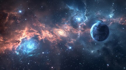 Obraz na płótnie Canvas Space background, universe, nebula and planet.