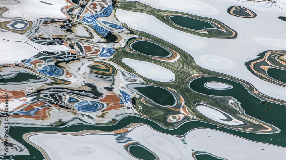 Aufkleber reflection of a building in water. the clear reflection shows the architecture and details of the bu