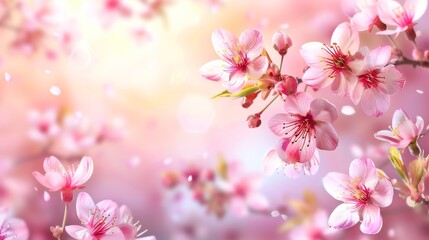 Beautiful flowering Japanese cherry, sakura during spring